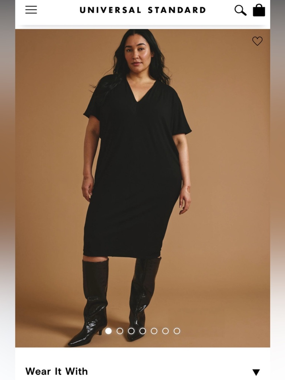 NWT Universal Standard Teresa Liquid Jersey V-Neck Dress - Black - S_14-16